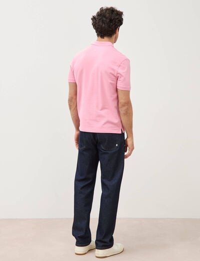 Polo cintr&eacute; en coton manches courtes rose homme