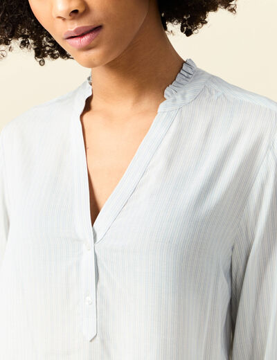 Blouse manches longues bleu ciel femme