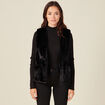 Veste droite fausse fourrure noir femme