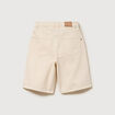 Bermuda large taille haute en coton ecru femme