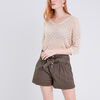 Short large a ceinture nouee vert fonce femme