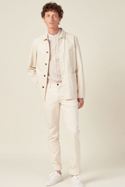 Chemise manches longues beige homme