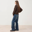 Gilet manches longues col v marron femme