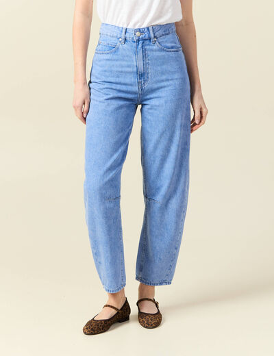 Jeans slouchy 7/8ème denim baby bleu femme