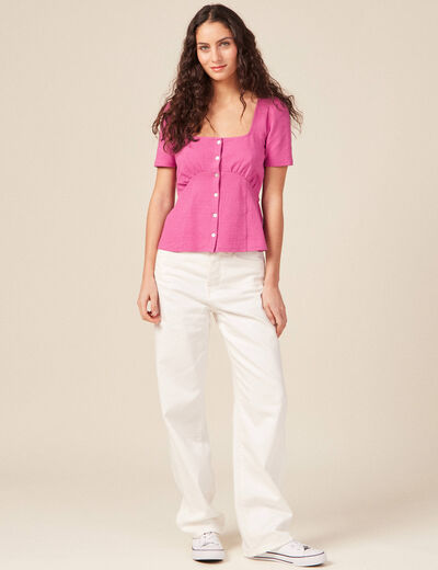 T-shirt manches courtes rose framboise femme