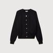 Gilet manches longues col rond en coton noir femme