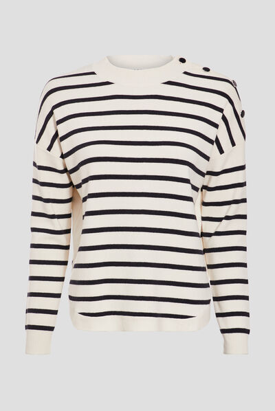 Pull manches longues ecru femme