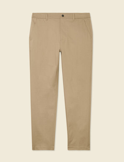 Pantalon chino stretch taupe homme
