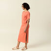 Robe longue droite col rond terracotta femme