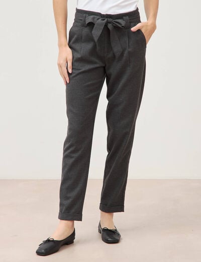 Pantalon paperbag gris femme