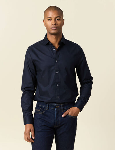 Chemise manches longues bleu marine homme