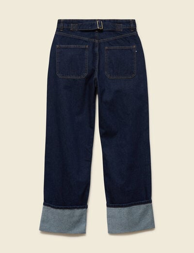 Jeans wide large taille haute denim brut rinse femme