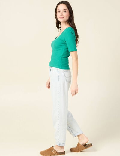 T-shirt éco-responsable vert turquoise femme