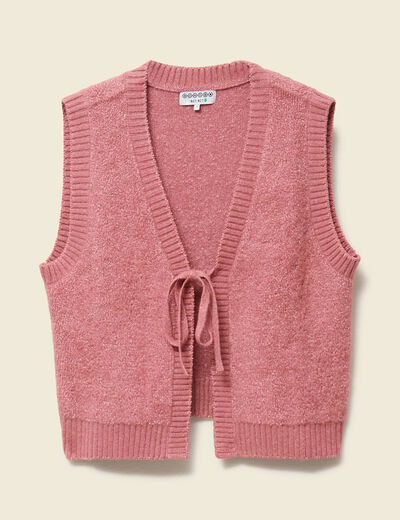 Gilet sherpa droit sans manches mauve femme