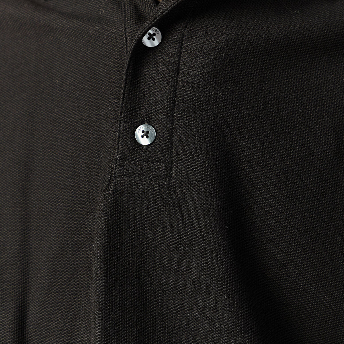 Polo manches longues en coton noir homme
