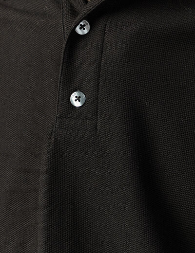 Polo manches longues en coton noir homme