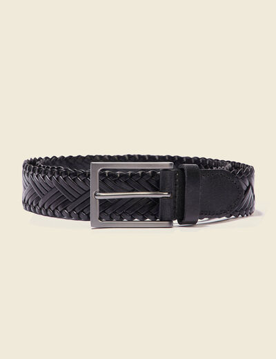 Ceinture tressée noir homme
