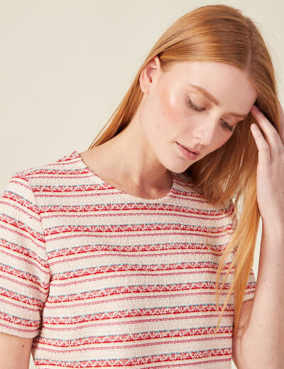 T-shirt manches courtes rouge foncé femme