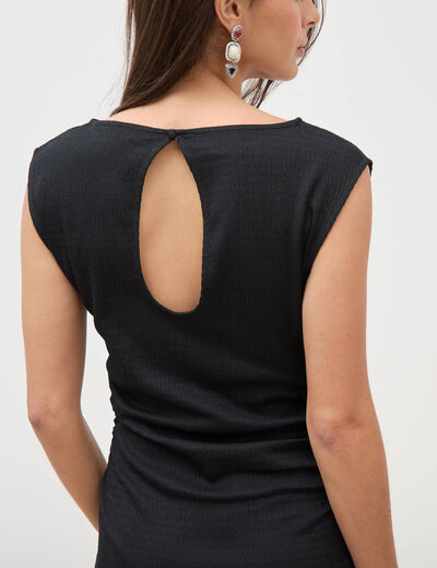 Robe longue cintr&eacute;e sans manches noir femme
