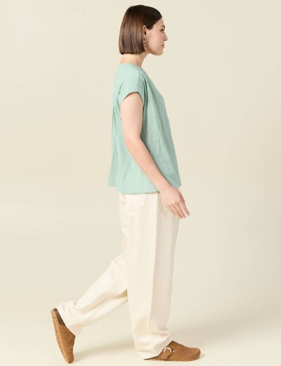 Chemise manches courtes vert pastel femme