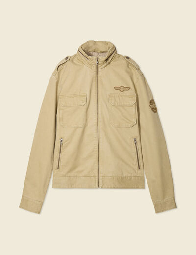Blouson style biker zippé beige homme