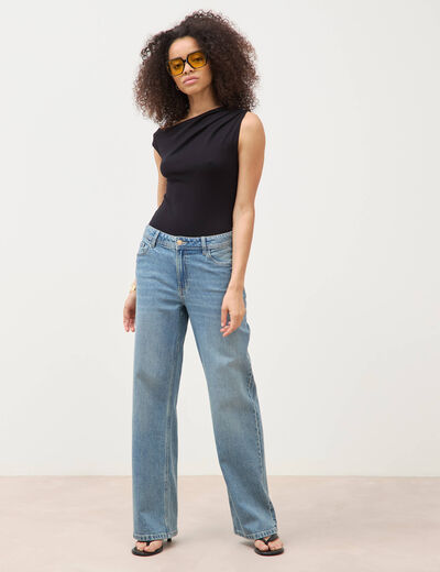 Body ajust&eacute; encolure bardot noir femme