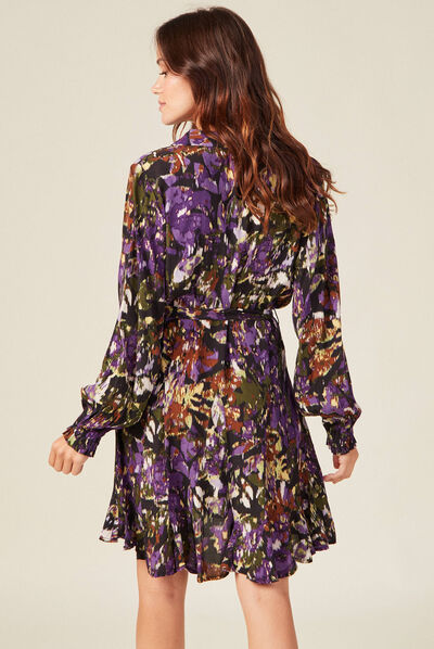 Robe patineuse ceinturée noir femme