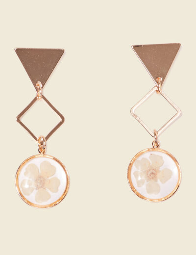 Boucles d'oreilles pendantes ecru femme