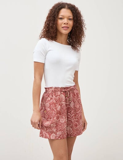 Short taille haute marron cognac femme