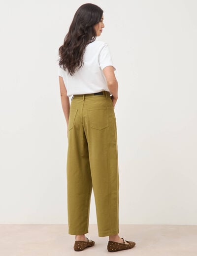 Pantalon coupe regular vert kaki femme