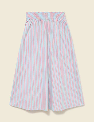 Jupe longue &eacute;vas&eacute;e en coton bleu ciel femme