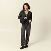 Gilet manches longues gris fonc&eacute; femme