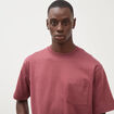 T-shirt droit en coton col ras du cou vieux rose homme