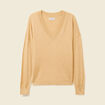 Pull fin col V manches longues marron clair femme