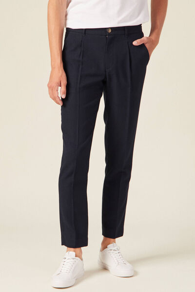 Pantalon chino 7/8ème bleu marine homme