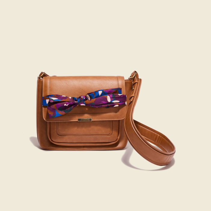 Sac besace avec foulards marron femme