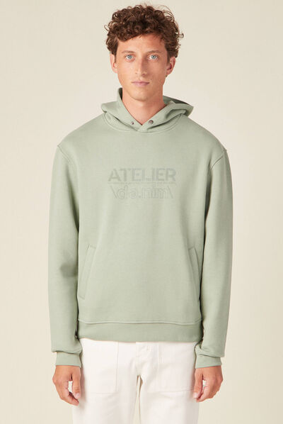 Sweat à capuche vert olive homme