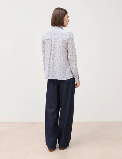 Chemise droite manches longues bleu ciel femme