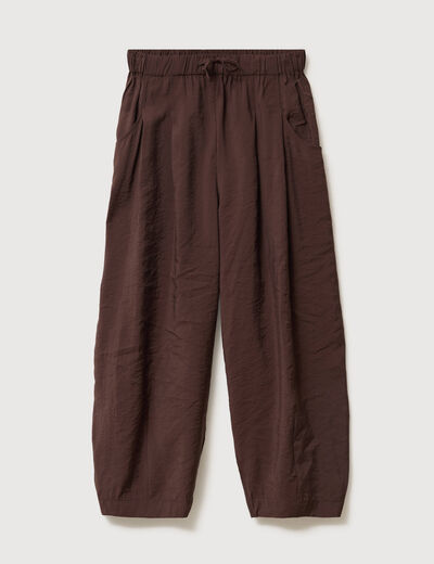 Pantalon loose taille standard marron fonc&eacute; femme