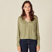 Blouse satin éco-responsable vert kaki femme