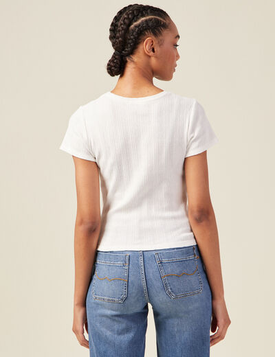 T-shirt manches courtes ecru femme