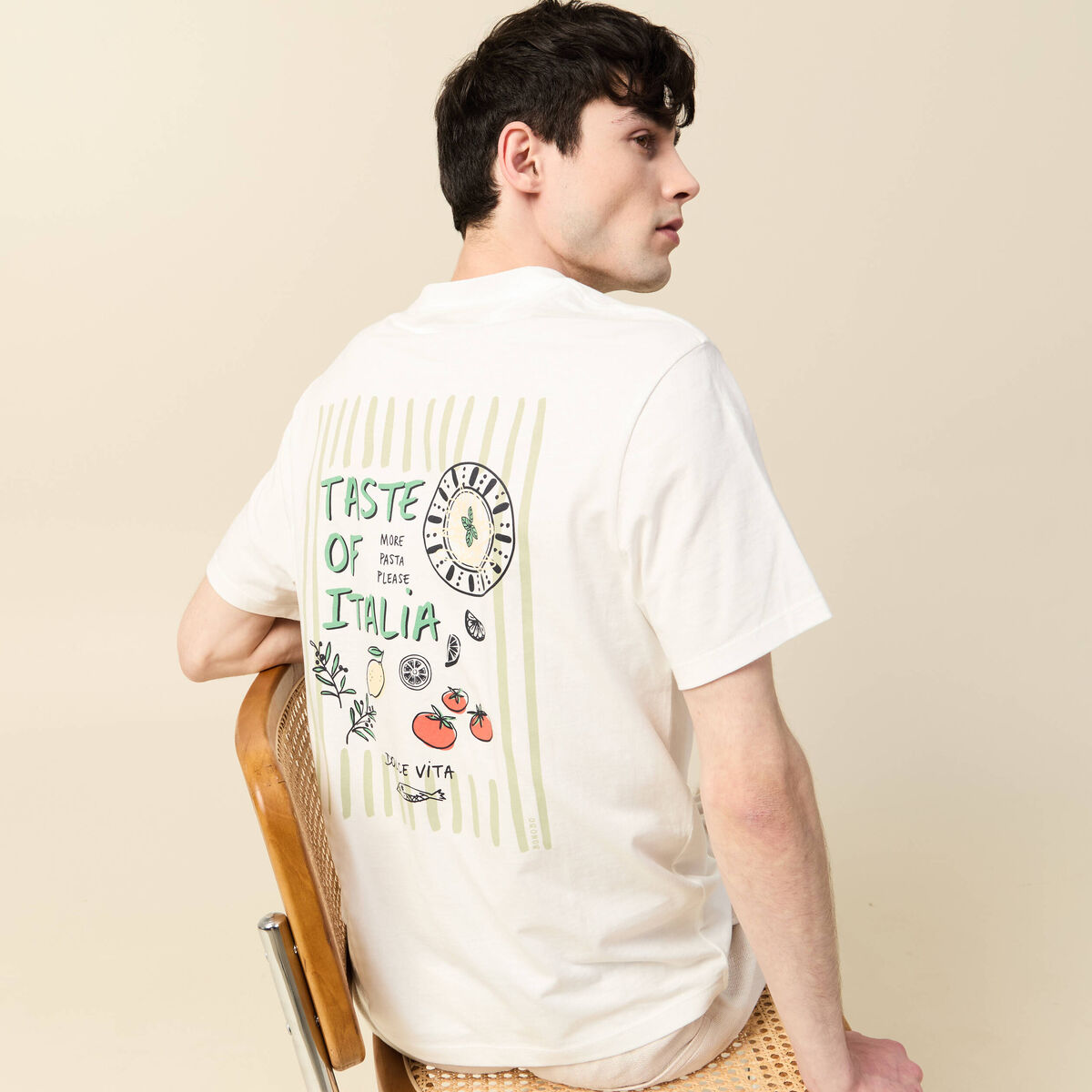 T-shirt manches courtes ecru homme