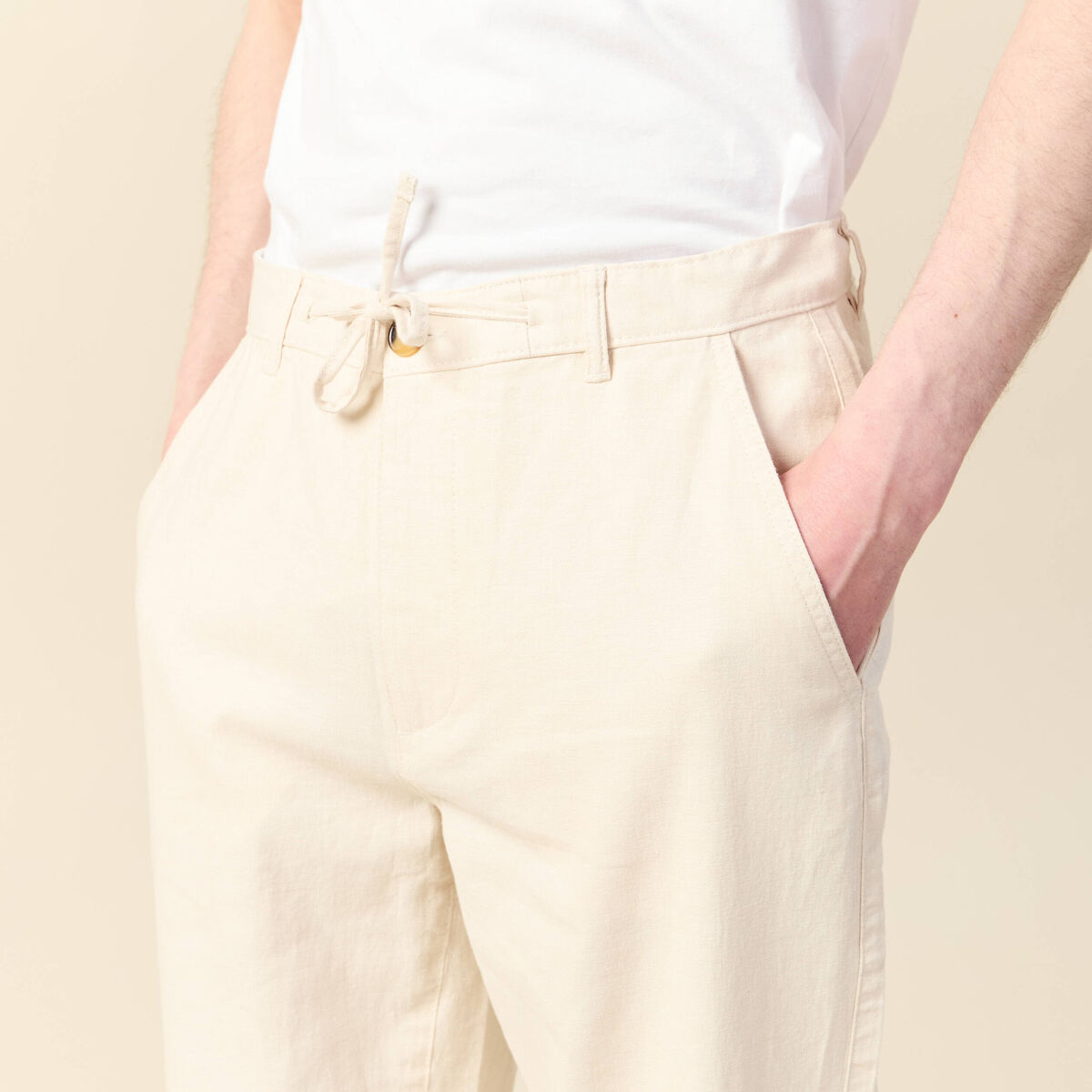 Pantalon chino droit beige homme