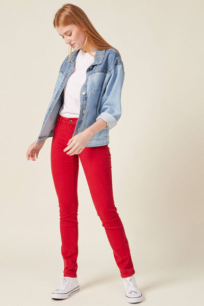 Pantalon slim rouge foncé femme