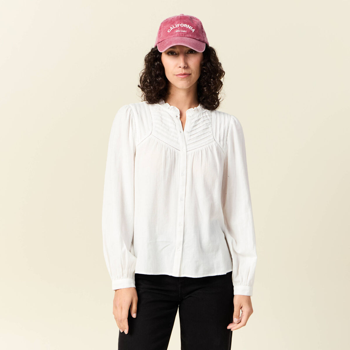 Chemise manches longues ecru femme