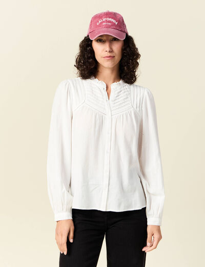 Chemise manches longues ecru femme