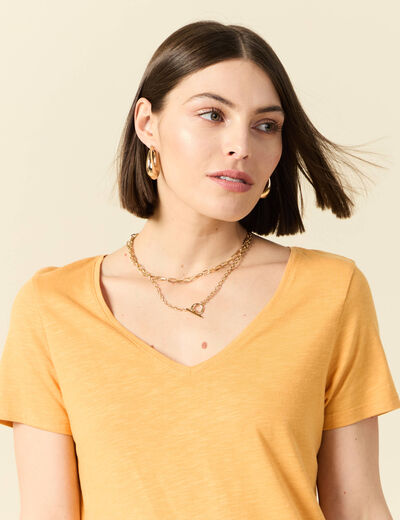 T-shirt manches courtes jaune femme