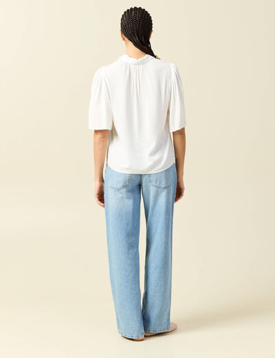 Chemise manches courtes ecru femme