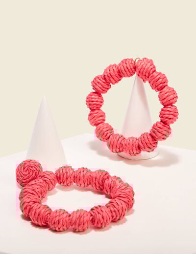 Boucles d'oreilles pendantes rose fushia femme