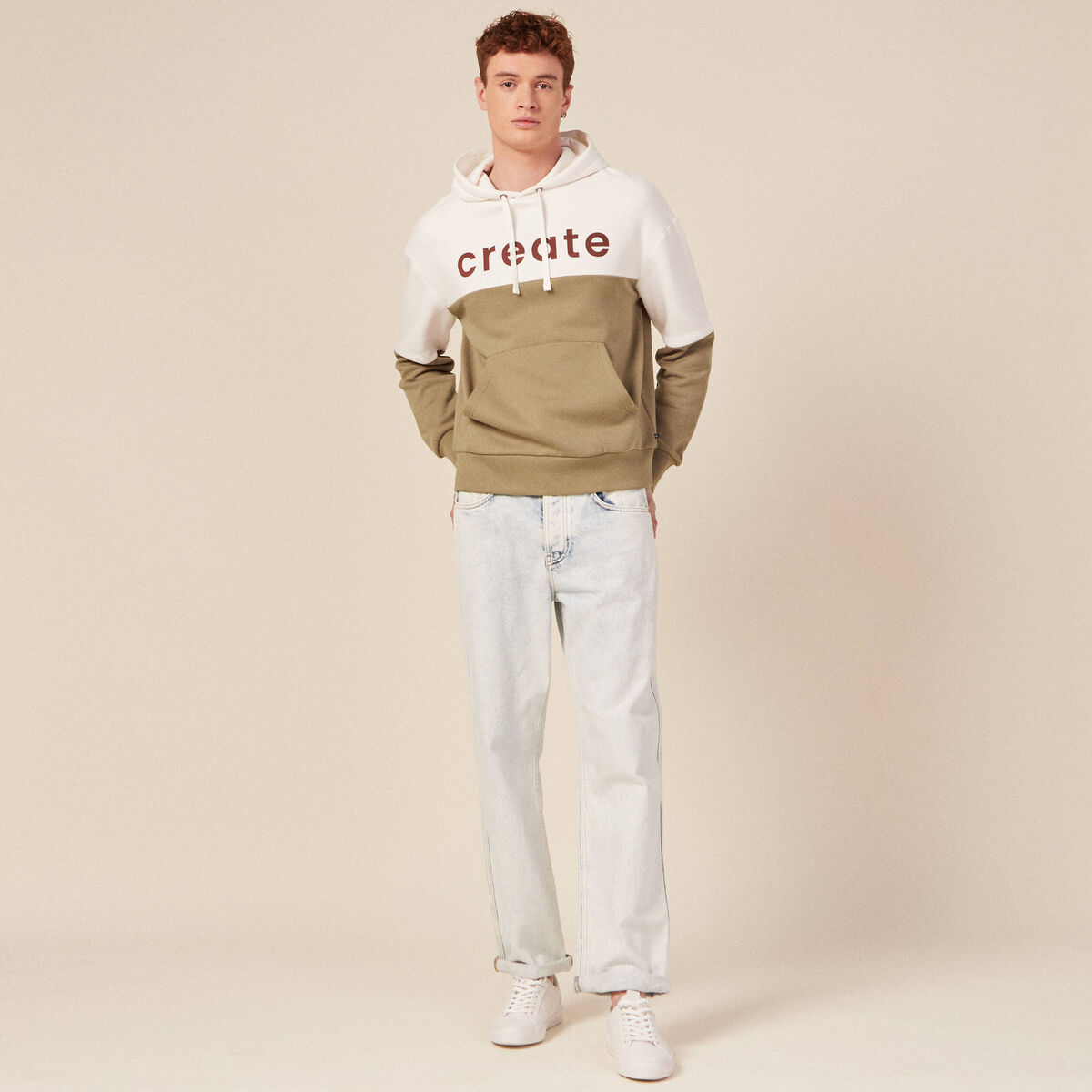 Sweat capuche éco-responsable taupe homme